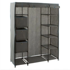 Armoire 1 Penderie + étagères + Boites Gris 5Five 10 Armoire 1 Penderie + étagères + Boites Gris 5Five -MaisonChic Magasin armoire 1 penderie etagere grise 3