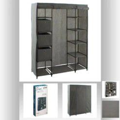 Armoire 1 Penderie + étagères + Boites Gris 5Five 11 Armoire 1 Penderie + étagères + Boites Gris 5Five -MaisonChic Magasin armoire 1 penderie etagere grise 4