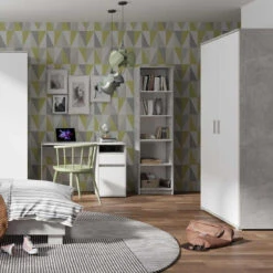 Armoire 2 Portes Blanc Et Gris Soma -MaisonChic Magasin armoire 2 portes blanc et gris soma 3