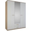 Demeyere Armoire 3 Portes Coloris Blanc Et Naturel Lena -MaisonChic Magasin armoire 3 portes coloris blanc et naturel lena