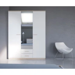 Demeyere Armoire 3 Portes Coloris Blanc Et Naturel Lena 8 Demeyere Armoire 3 Portes Coloris Blanc Et Naturel Lena -MaisonChic Magasin armoire 3 portes coloris blanc et naturel lena 2