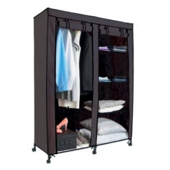 Armoire De Rangement 4 étagères Et 1 Penderie Gris En Tissu -MaisonChic Magasin armoire de rangement 4 etageres et 1 penderie gris en tissu 1