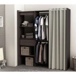 Demeyere Armoire/Placard Extensible SEATTLE Avec Rideau Chêne Vulcano -MaisonChic Magasin armoire placard extensible seattle avec rideau chene vulcano 3