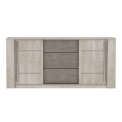 Demeyere Bahut 3 Tiroirs + 2 Portes CANNES Chêne Champagne/béton Clair -MaisonChic Magasin bahut 3 tiroirs 2 portes cannes chene champagne beton clair 2