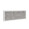 Bahut 4 Portes Blanc Et Gris Béton Gent -MaisonChic Magasin bahut 4 portes blanc gris beton gent