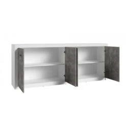 Bahut 4 Portes Blanc Et Gris Béton Gent -MaisonChic Magasin bahut 4 portes blanc gris beton gent 2