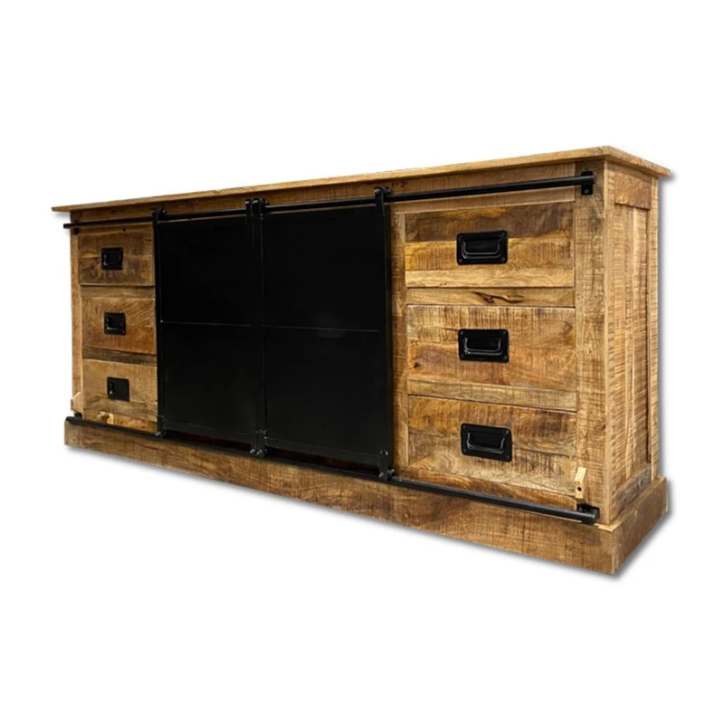 Bahut 6 Tiroirs Manguier Et Métal Barn 5 Bahut 6 Tiroirs Manguier Et Métal Barn – Image 3