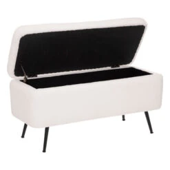 Banc Coffre Bouclette Blanc Aurora Atmosphera -MaisonChic Magasin banc coffre bouclette blanc aurora atmosphera 1 2
