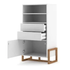 Buffet Haut 2 Tiroirs 1 Porte Oslo Blanc -MaisonChic Magasin buffet haut 2 tiroirs 1 porte oslo blanc 2