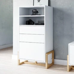 Buffet Haut 2 Tiroirs 1 Porte Oslo Blanc -MaisonChic Magasin buffet haut 2 tiroirs 1 porte oslo blanc 4