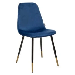 Chaise Velours Bleu Pieds Gold Tyka Atmosphera