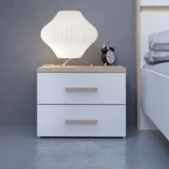 Demeyere Chevet 2 Tiroirs Blanc Et Naturel Lena 7 Demeyere Chevet 2 Tiroirs Blanc Et Naturel Lena -MaisonChic Magasin chevet 2 tiroirs blanc et naturel lena 2