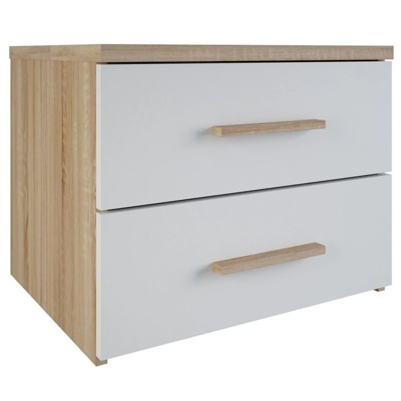 Demeyere Chevet 2 Tiroirs Blanc Et Naturel Lena 3 Demeyere Chevet 2 Tiroirs Blanc Et Naturel Lena