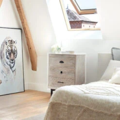 Chevet 3 Tiroirs Bois Blanchi Ajay Atmosphera -MaisonChic Magasin chevet 3 tiroirs bois blanchi ajay atmosphera 3