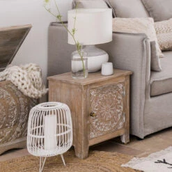 Chevet Shirel 1 Porte Bois Blanchi Atmosphera -MaisonChic Magasin chevet shirel 1 porte bois blanchi atmosphera 4