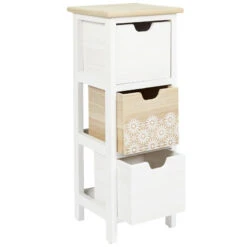 Chiffonnier 3 Tiroirs Chic Naturel Et Blanc -MaisonChic Magasin chiffonnier 3 tiroirs chic naturel et blanc 4