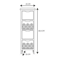 Chiffonnier 4 Tiroirs Chic Naturel Et Blanc -MaisonChic Magasin chiffonnier 4 tiroirs chic naturel et blanc 1 3
