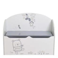 Demeyere Coffre à Jouets Bear Gris Et Blanc -MaisonChic Magasin coffre a jouets blanc gris nounours 3