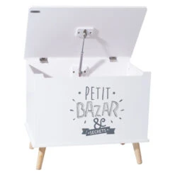 Coffre De Rangement "petit Bazar & Secrets" Blanc Atmosphera -MaisonChic Magasin coffre de rangement petit bazar secret blanc atmosphera 2