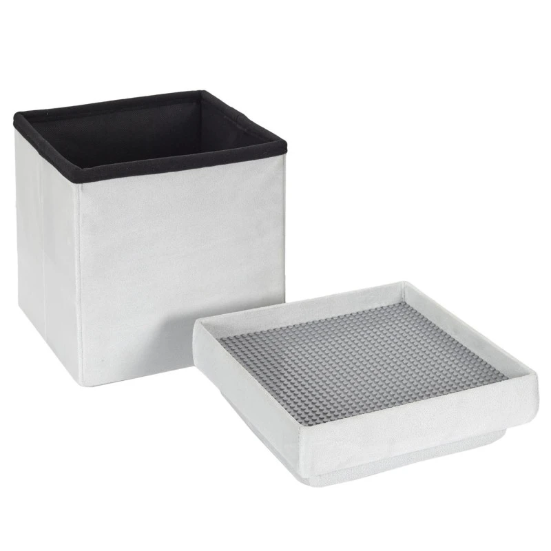 Coffre Pouf Pliable Gris Compatible Briques 8 Coffre Pouf Pliable Gris Compatible Briques – Image 6