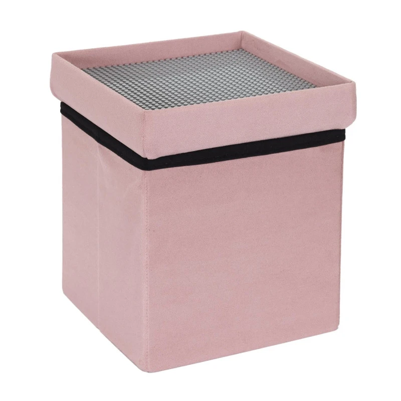Coffre Pouf Pliable Rose Compatible Briques 3 Coffre Pouf Pliable Rose Compatible Briques