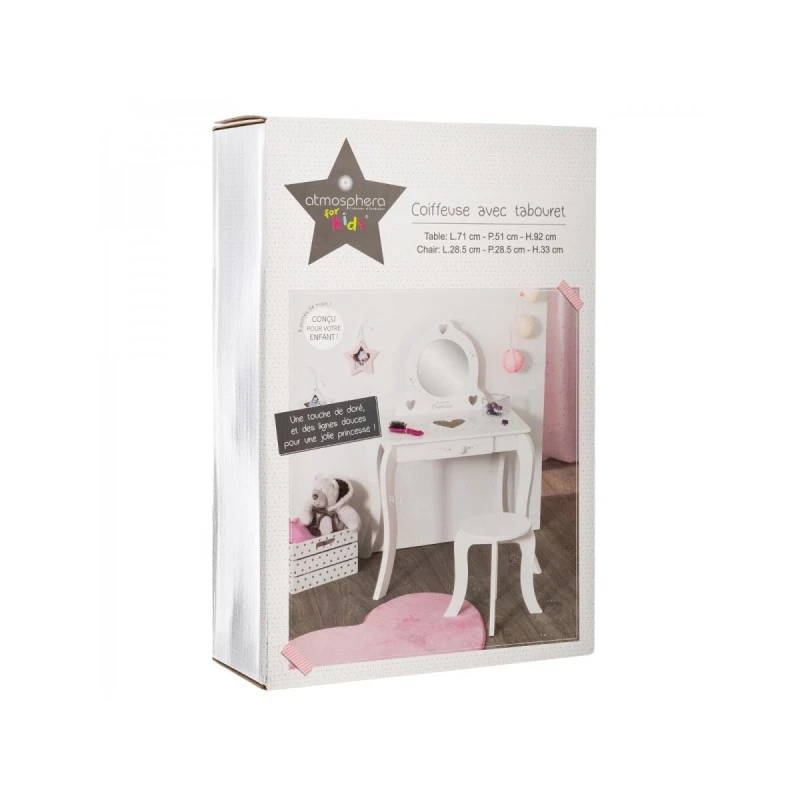 Coiffeuse Avec Tabouret Enfant Blanc Atmosphera 8 Coiffeuse Avec Tabouret Enfant Blanc Atmosphera â Image 6