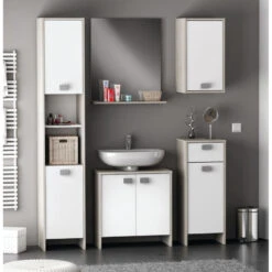 Demeyere Colonne 2 Portes HONOLULU Blanc/chêne Champagne -MaisonChic Magasin colonne 2 portes honolulu blanc chene champagne 3