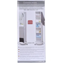 Colonne Pivotante Blanche Avec Miroir Et Niches -MaisonChic Magasin colonne miroir base pivotante 2