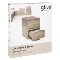 Chevet 2 Tiroirs 38 Cm Dolo Naturel 5five -MaisonChic Magasin commode 2 tiroirs 38 cm naturel 5five 3