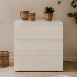 Commode 3 Tiroirs Capetown Blanc -MaisonChic Magasin commode 3 tiroirs capetown blanc 3