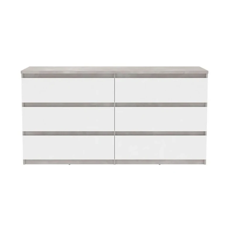 Commode 6 Tiroirs Chelsea Béton Gris Et Blanc 5 Commode 6 Tiroirs Chelsea Béton Gris Et Blanc – Image 3