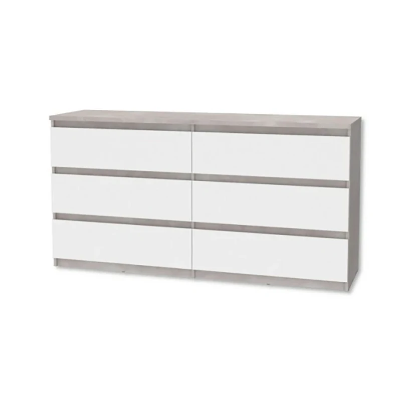 Commode 6 Tiroirs Chelsea Béton Gris Et Blanc 3 Commode 6 Tiroirs Chelsea Béton Gris Et Blanc