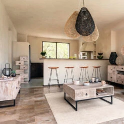 Commode Ajay 6 Tiroirs Bois Massif Atmosphera -MaisonChic Magasin commode ajay 6 tiroirs bois massif atmosphera 1