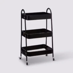 Desserte 3 Niveaux à Roulettes Métal Noir 5Five -MaisonChic Magasin desserte 3 niveaux a roulettes metal noir 5five 4