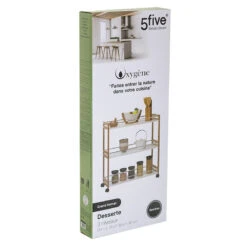 Desserte 3 Niveaux Bambou Blanc GM 5Five -MaisonChic Magasin desserte 3 niveaux bambou blanc gm 5five 1
