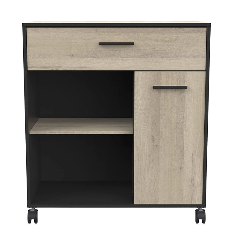 Devant -MaisonChic Magasin desserte de cuisine 1 tiroir 1 porte mint noir et bois 2