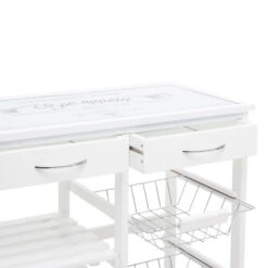 ATMOSPHERA Desserte De Cuisine Verre Blanc Modèle GUSTAF -MaisonChic Magasin desserte de cuisine verre blanc modele gustaf 2