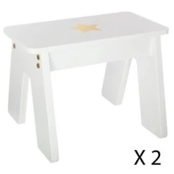 Ensemble Table + 2 Tabourets Enfant Blanc Doré Dream Atmosphera -MaisonChic Magasin ensemble table 2 tabourets enfant blanc dore dream atmosphera 3