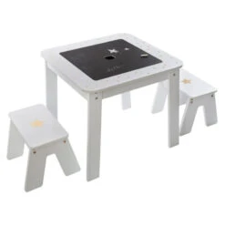 Ensemble Table + 2 Tabourets Enfant Blanc Doré Dream Atmosphera -MaisonChic Magasin ensemble table 2 tabourets enfant blanc dore dream atmosphera 6