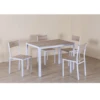 Ensemble Table + 4 Chaises Métal Blanc Et Effet Bois Clair -MaisonChic Magasin ensemble table 4 chaises metal blanc et effet bois clair