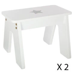 Ensemble Table + 2 Tabourets Enfant Blanc Gris Dream Atmosphera -MaisonChic Magasin ensemble table tabourets enfant blanc gris dream atmosphera 3