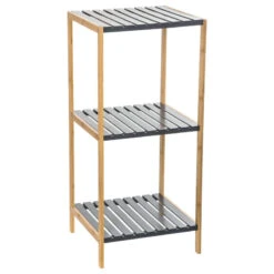 Etagère 4 Niveaux Salle Bain Varia Gris Bambou -MaisonChic Magasin etagere 4 niveaux salle bain varia gris bambou 2