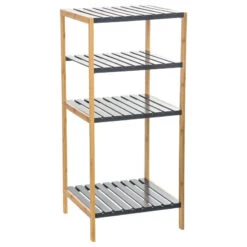Etagère 4 Niveaux Salle Bain Varia Gris Bambou