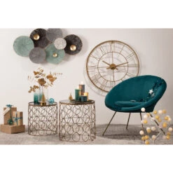 Fauteuil Evan Canard Piètement Doré Atmosphera -MaisonChic Magasin fauteuil evan canard pietement dore atmosphera 1 3