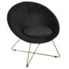 Fauteuil Evan Noir Piètement Doré Atmosphera -MaisonChic Magasin fauteuil evan noir pietement dore atmosphera