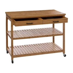 Ilot De Cuisine 2 Tiroirs Bambou Linha 5Five -MaisonChic Magasin ilot de cuisine 2 tiroirs bambou linha atmosphera 2