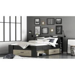 Demeyere Lit 140x190 Cm Pocket Naturel Et Noir -MaisonChic Magasin lit 140x190 cm pocket naturel et noir 2