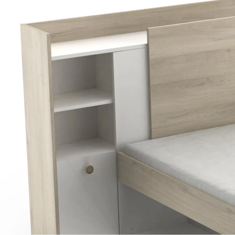 Demeyere Lit 90x190/200 Cm Avec Environnement Life Blanc Et Bois 4 Demeyere Lit 90x190/200 Cm Avec Environnement Life Blanc Et Bois â Image 2