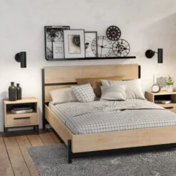 Demeyere Lit Double 160x200 Craft Noir Et Bois 5 Demeyere Lit Double 160x200 Craft Noir Et Bois -MaisonChic Magasin lit double 160x200 craft noir et bois 1