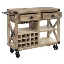 Meuble Bar 2 Tiroirs Sur Roues Silas Atmosphera -MaisonChic Magasin meuble bar 2 tiroirs sur roues silas atmosphera 2